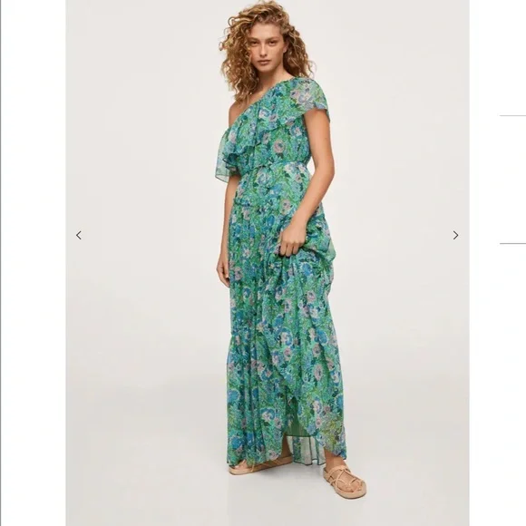 mango ruffle flowy dress Spaghetti Strap Sleeveless Lace Patchwork See Through Maxi Dress –  Shequila's Fashions main image 0